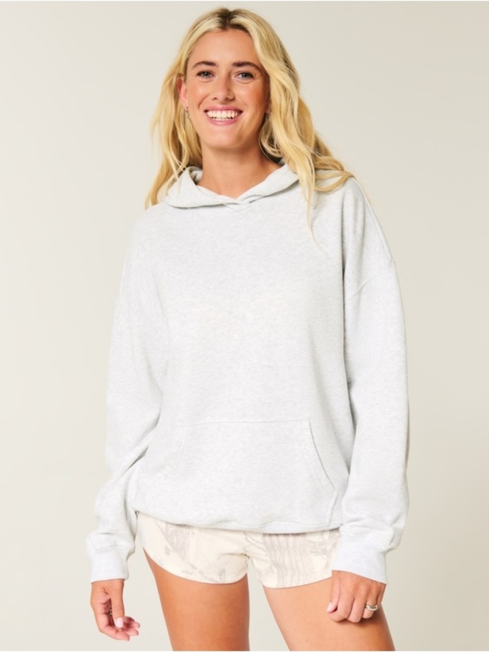 Hollister Light Gray Feel Good Oversized Hoodie - Picture 2 of 4